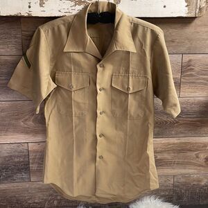 Men’s Military Button Up Shirt Size 15 1/2 Tan